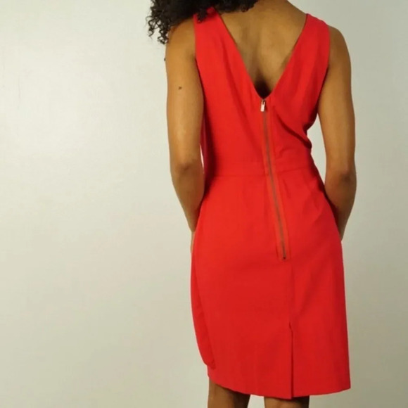 BCBGMaxAzria Red Siri Sleeveless Ruffled Drape Dress - Picture 7 of 13